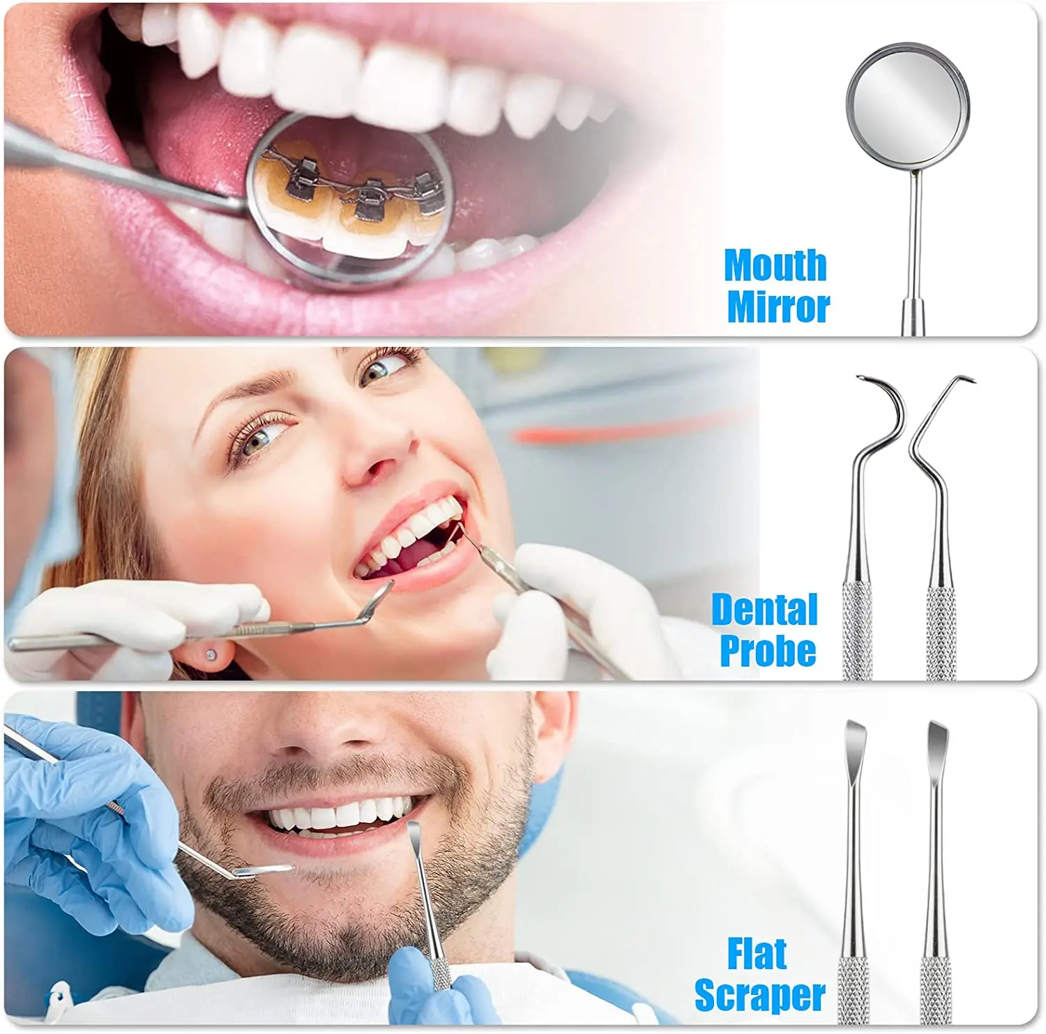 3pcs/4pcs Stainless Steel Dent - Dental Mirror Probe review and price